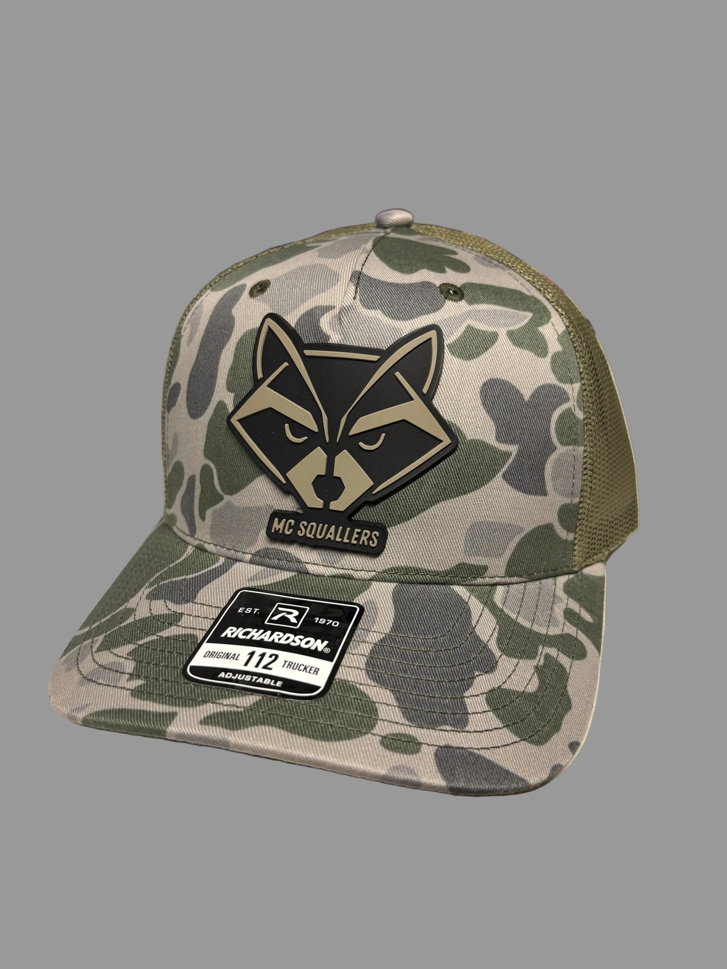 Richardson 112 bottom land camo with MCsquallers logo