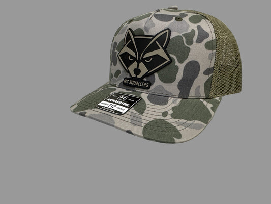 Richardson 112 trucker old school camo with MCsquallers logo patch