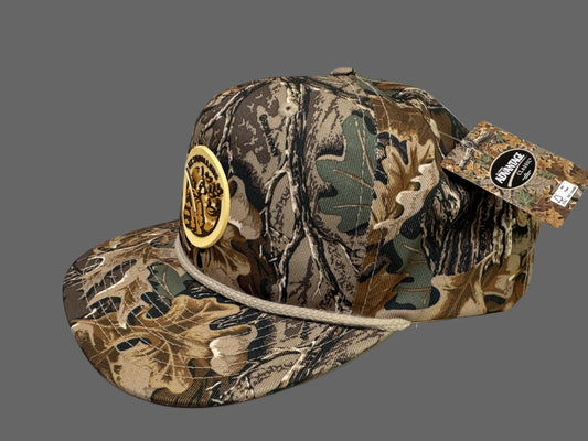 Richardson 256p old school camo rope hat.  MCsquallers duck themed patch