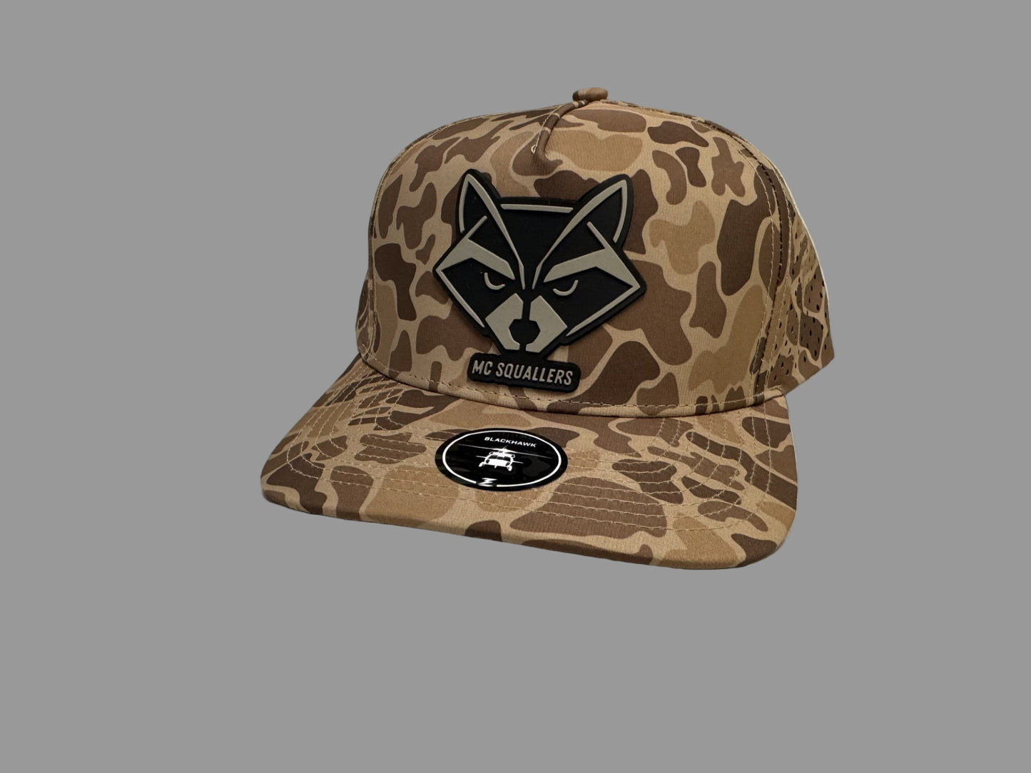 Zapped blackhawk old school camo with MCsqualler raccoon logo